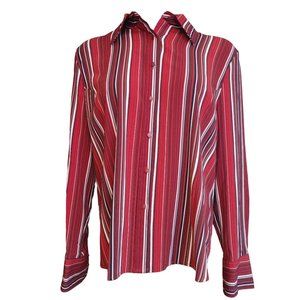 East 5th Men's Red Stripped Long Sleeve Dress Shirt XL